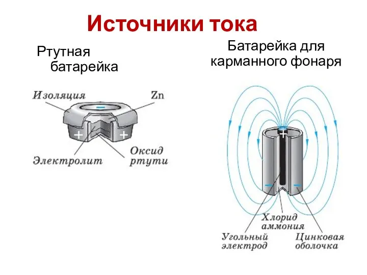 Источники тока Ртутная батарейка Батарейка для карманного фонаря