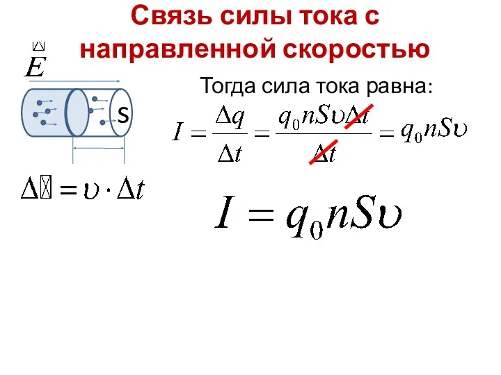 Тогда сила тока равна: Связь силы тока с направленной скоростью s