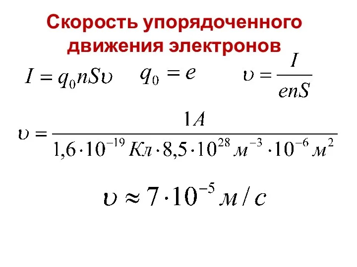 Скорость упорядоченного движения электронов