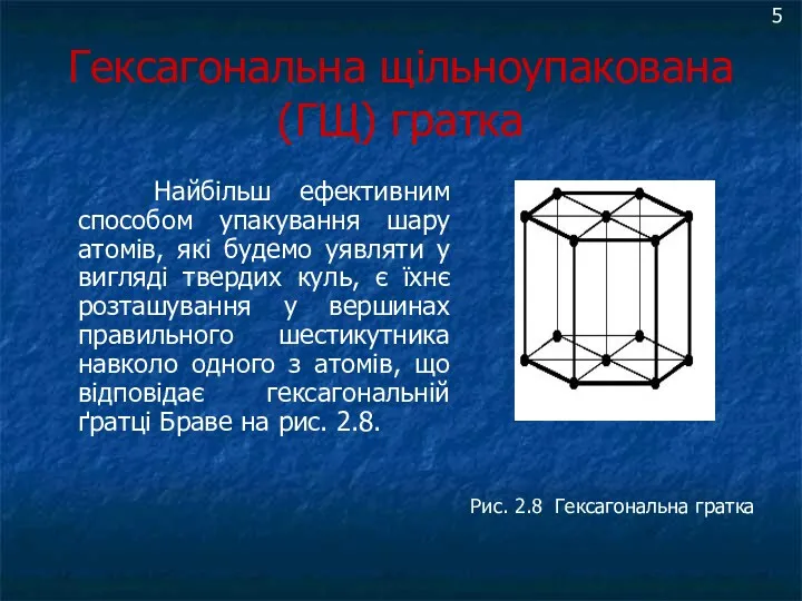 Гексагональна щільноупакована (ГЩ) гратка Найбільш ефективним способом упакування шару атомів,