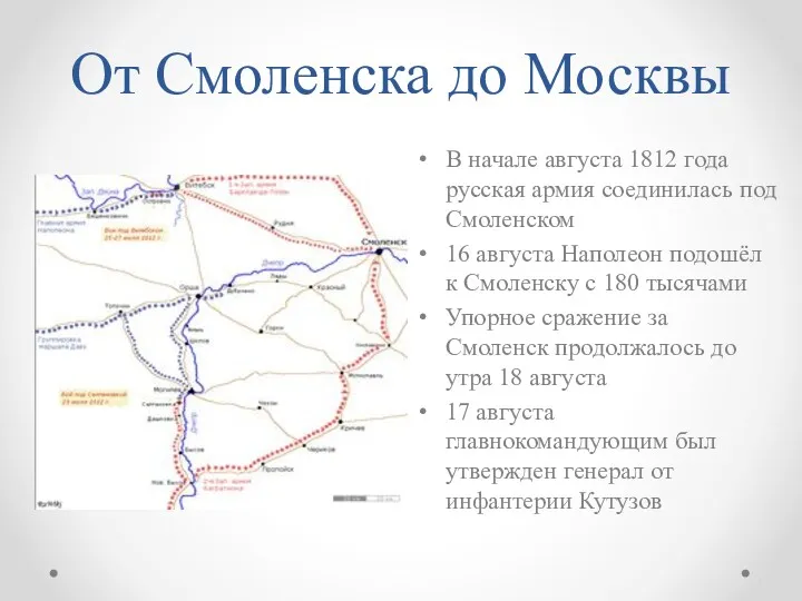 От Смоленска до Москвы В начале августа 1812 года русская