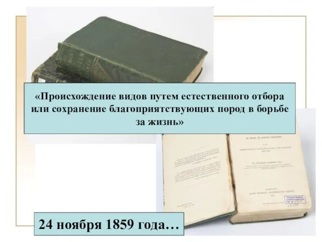 24 ноября 1859 года… «Происхождение видов путем естественного отбора или