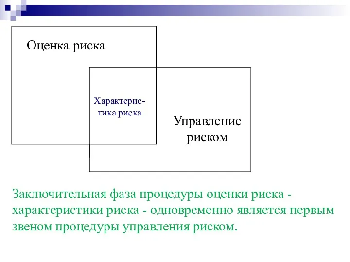 Оценка риска Управление риском Характерис-тика риска Заключительная фаза процедуры оценки
