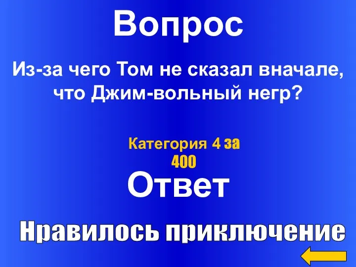 Вопрос Ответ Категория 4 за 400 Из-за чего Том не