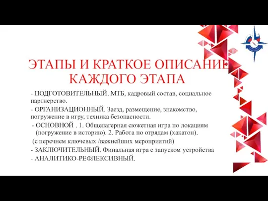 ЭТАПЫ И КРАТКОЕ ОПИСАНИЕ КАЖДОГО ЭТАПА - ПОДГОТОВИТЕЛЬНЫЙ. МТБ, кадровый