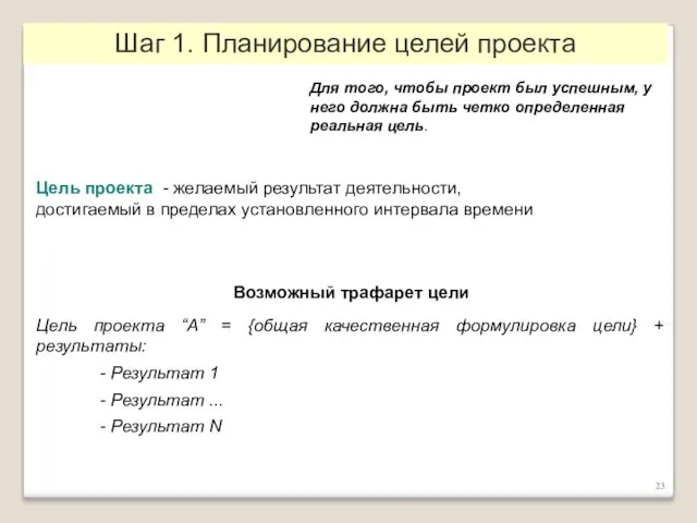 Для того, чтобы проект был успешным, у него должна быть