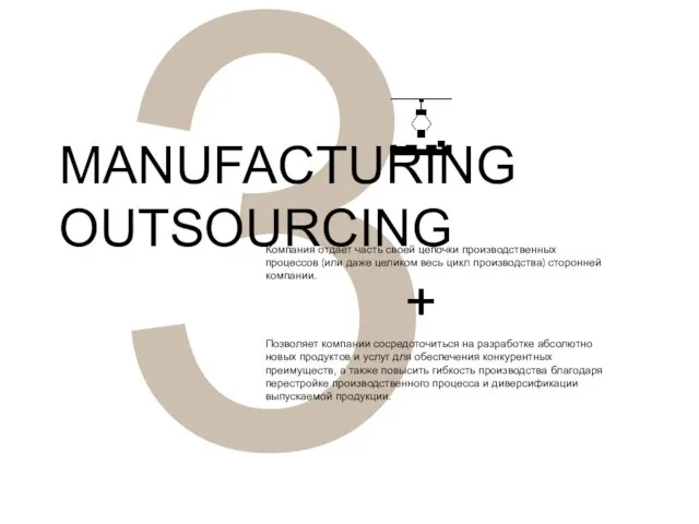 3 MANUFACTURING OUTSOURCING Компания отдает часть своей цепочки производственных процессов