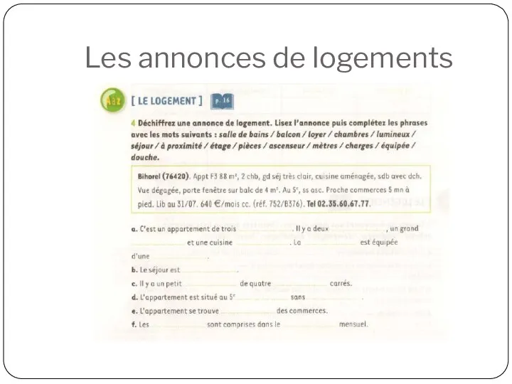 Les annonces de logements