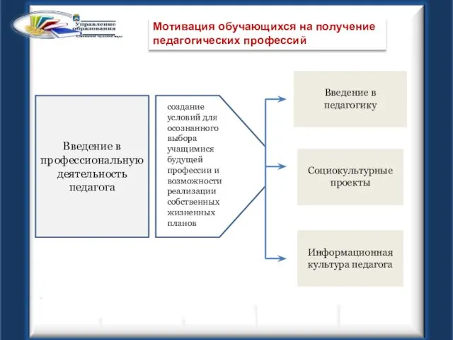 Мотивация обучающихся на получение педагогических профессий Введение в профессиональную деятельность