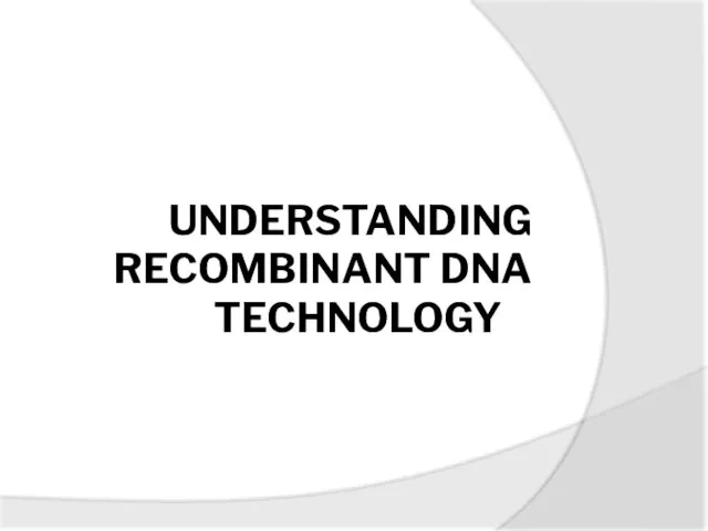 UNDERSTANDING RECOMBINANT DNA TECHNOLOGY