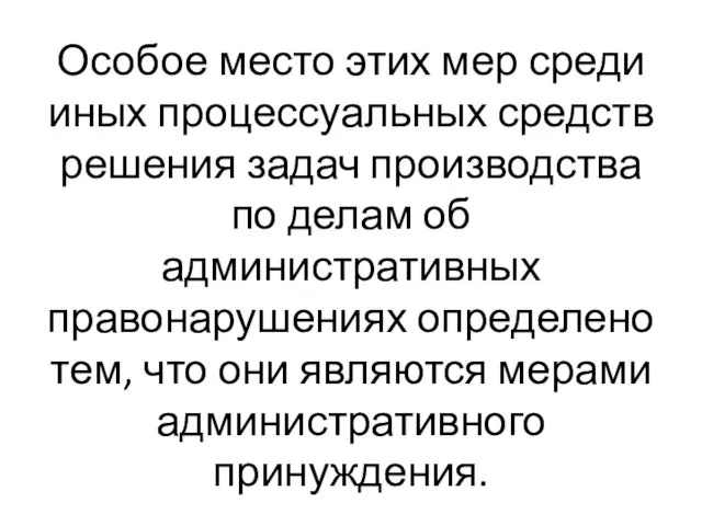 Особое место этих мер среди иных процессуальных средств решения задач