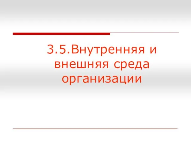 3.5.Внутренняя и внешняя среда организации