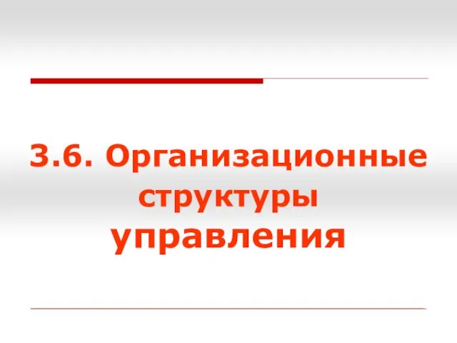 3.6. Организационные структуры управления