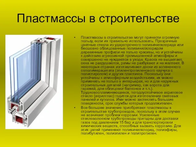 Пластмассы в строительстве Пластмассы в строительстве могут принести огромную пользу,