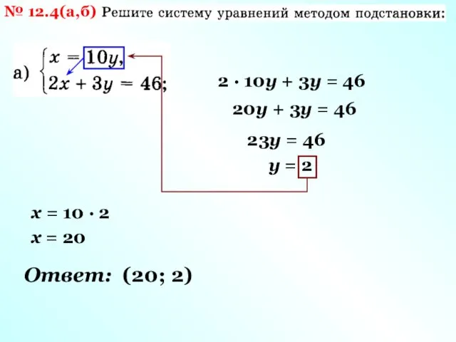 № 12.4(а,б) 2 · 10у + 3у = 46 20у