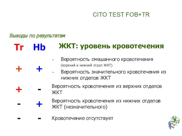 Выводы по результатам CITO TEST FOB+TR