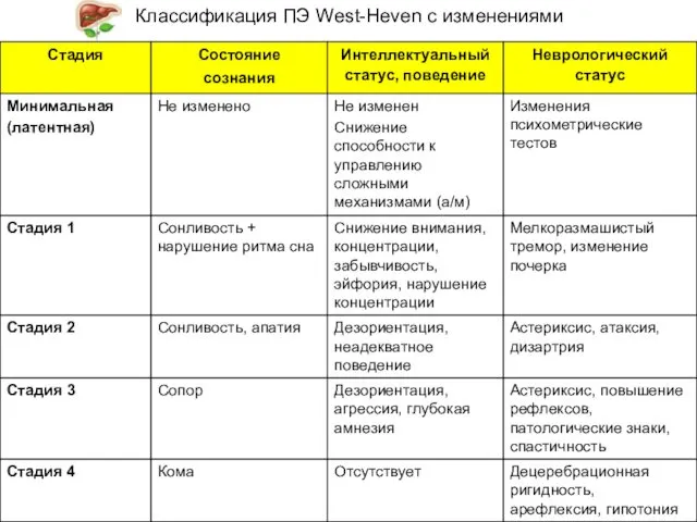 Классификация ПЭ West-Heven с изменениями