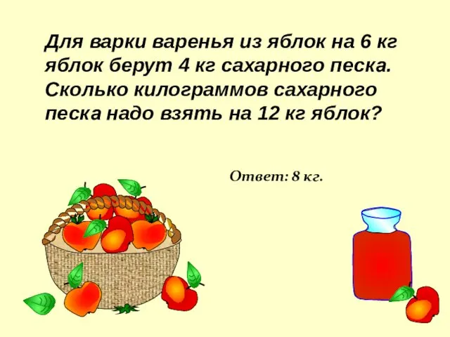 Для варки варенья из яблок на 6 кг яблок берут 4 кг сахарного