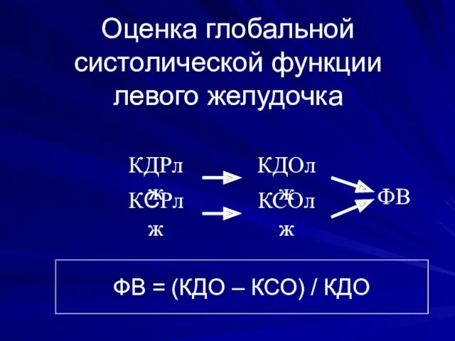 КДРлж КCРлж КДОлж КСОлж Оценка глобальной систолической функции левого желудочка