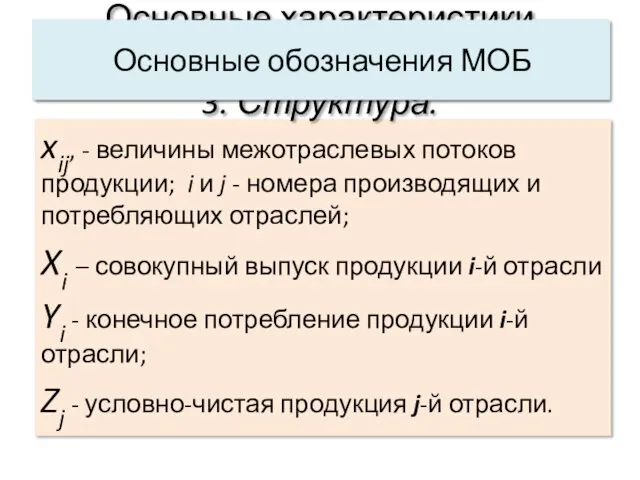 xij, - величины межотраслевых потоков продукции; i и j -