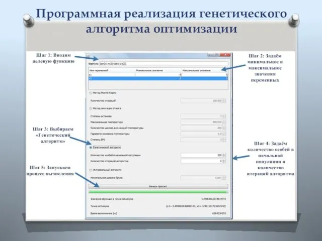 Программная реализация генетического алгоритма оптимизации