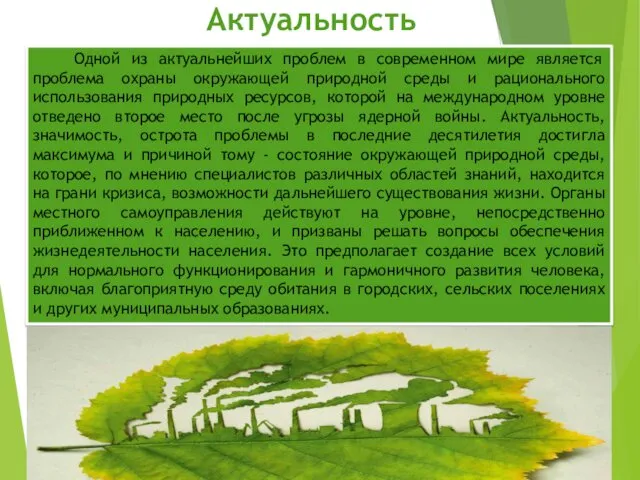 Актуальность Одной из актуальнейших проблем в современном мире является проблема