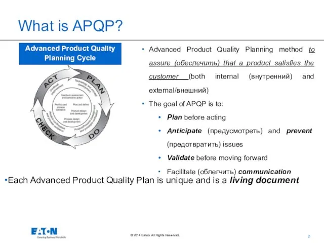 Advanced Product Quality Planning Cycle Advanced Product Quality Planning method