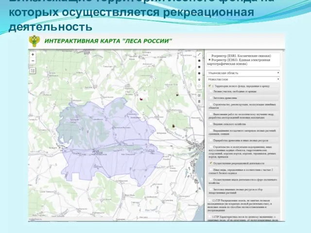 Близлежащие территории лесного фонда на которых осуществляется рекреационная деятельность