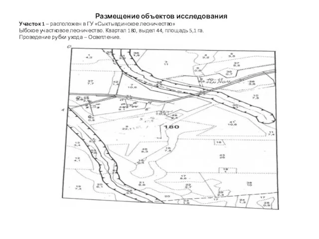 Размещение объектов исследования Участок 1 – расположен в ГУ «Сыктывдинское