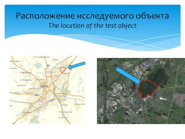 Расположение исследуемого объекта The location of the test object