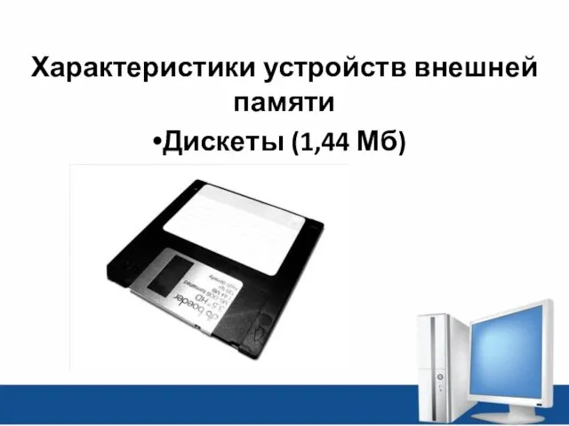 Характеристики устройств внешней памяти Дискеты (1,44 Мб)