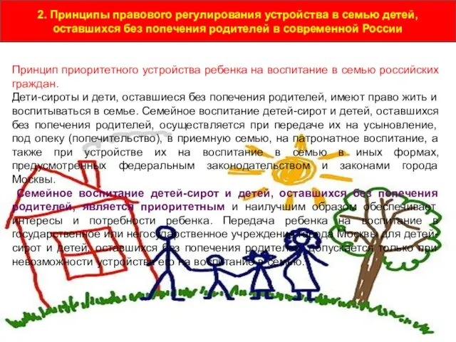 2. Принципы правового регулирования устройства в семью детей, оставшихся без