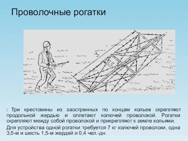 Проволочные рогатки Три крестовины из заостренных по концам кольев скрепляют