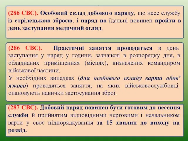 (286 СВС). Особовий склад добового наряду, що несе службу із