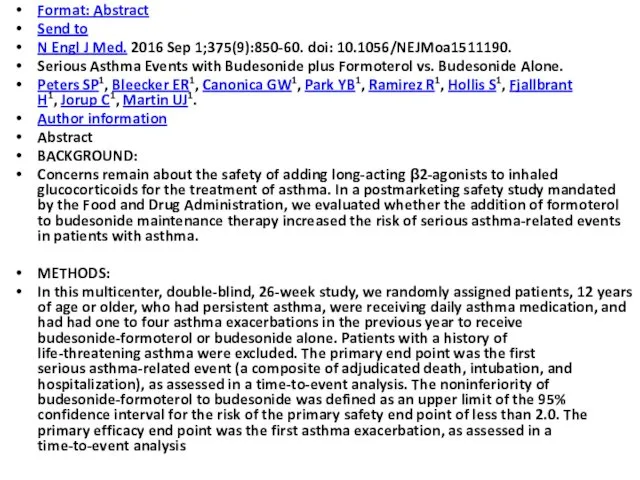 Format: Abstract Send to N Engl J Med. 2016 Sep