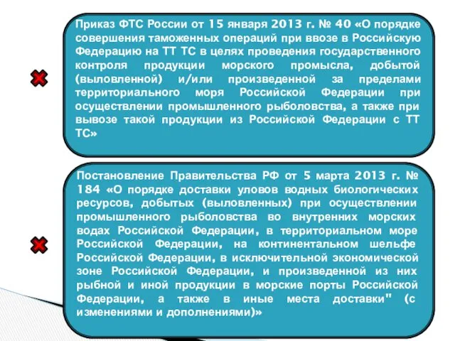 Приказ ФТС России от 15 января 2013 г. № 40