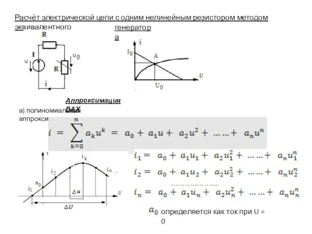 Расчёт электрической цепи с одним нелинейным резистором методом эквивалентного генератора