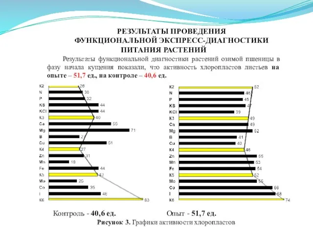 РЕЗУЛЬТАТЫ ПРОВЕДЕНИЯ ФУНКЦИОНАЛЬНОЙ ЭКСПРЕСС-ДИАГНОСТИКИ ПИТАНИЯ РАСТЕНИЙ Результаты функциональной диагностики растений