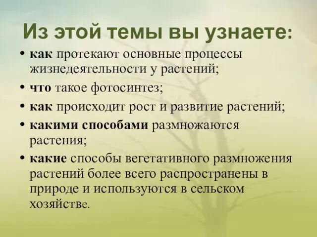 Из этой темы вы узнаете: как протекают основные процессы жизнедеятельности