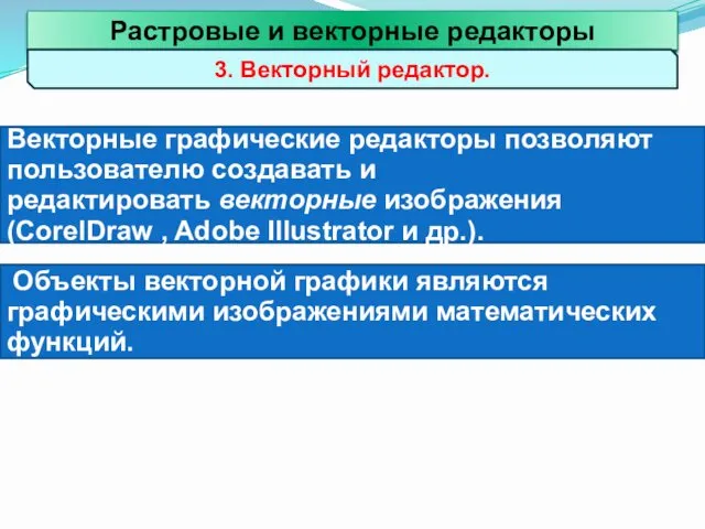 Векторные графические редакторы позволяют пользователю создавать и редактировать векторные изображения