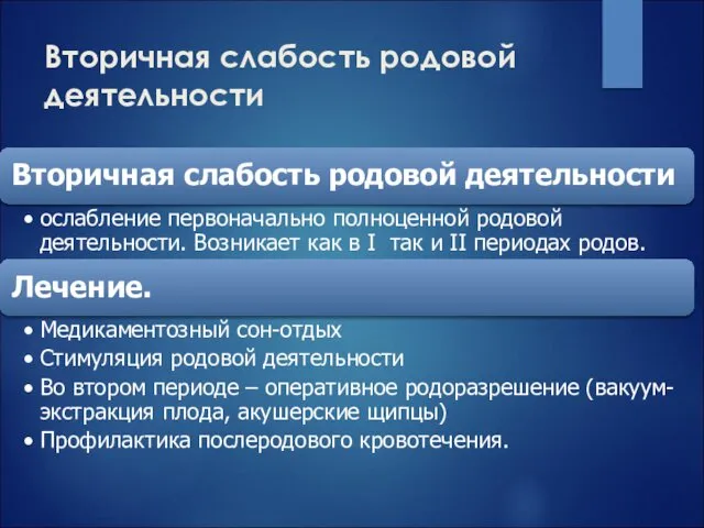 Вторичная слабость родовой деятельности