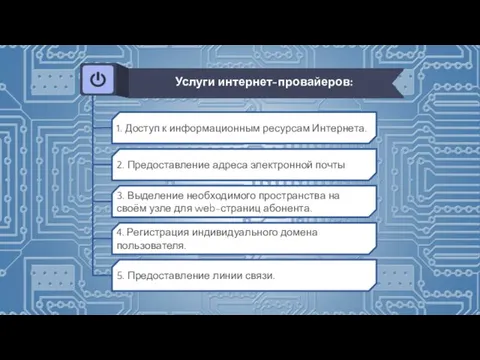 1. Доступ к информационным ресурсам Интернета. Услуги интернет-провайеров: 2. Предоставление