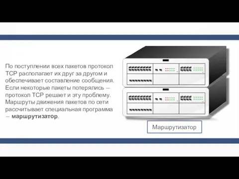 По поступлении всех пакетов протокол ТСР располагает их друг за