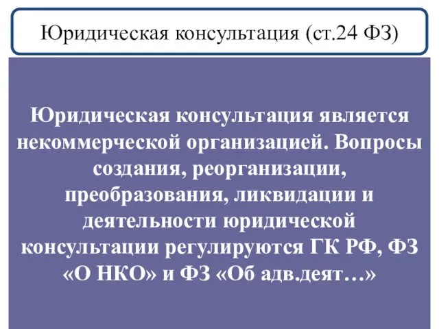 Юридическая консультация (ст.24 ФЗ) В случае, если на территории одного