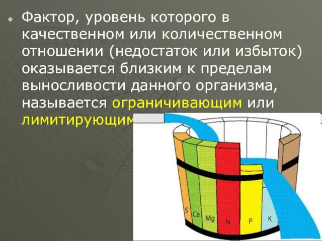 Фактор, уровень которого в качественном или количественном отношении (недостаток или