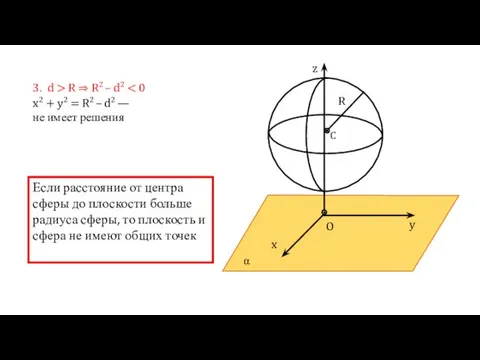 3. d > R ⇒ R2 – d2 z y