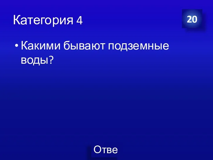 Категория 4 Какими бывают подземные воды? 20