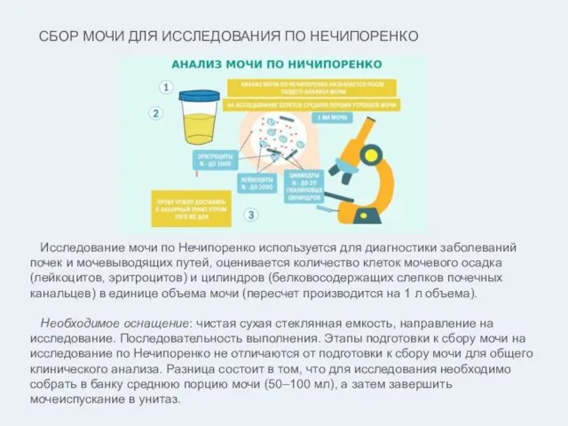 Исследование мочи по Нечипоренко используется для диагностики заболеваний почек и