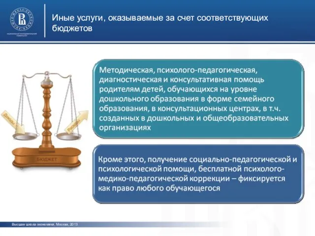 Иные услуги, оказываемые за счет соответствующих бюджетов Высшая школа экономики, Москва, 2013