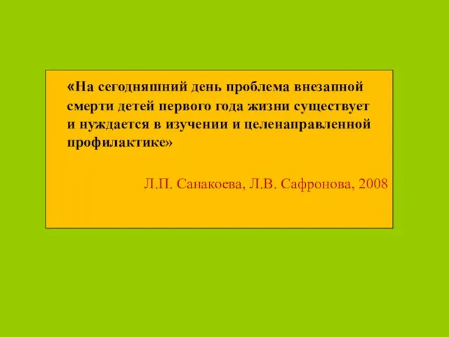 «На сегодняшний день проблема внезапной смерти детей первого года жизни